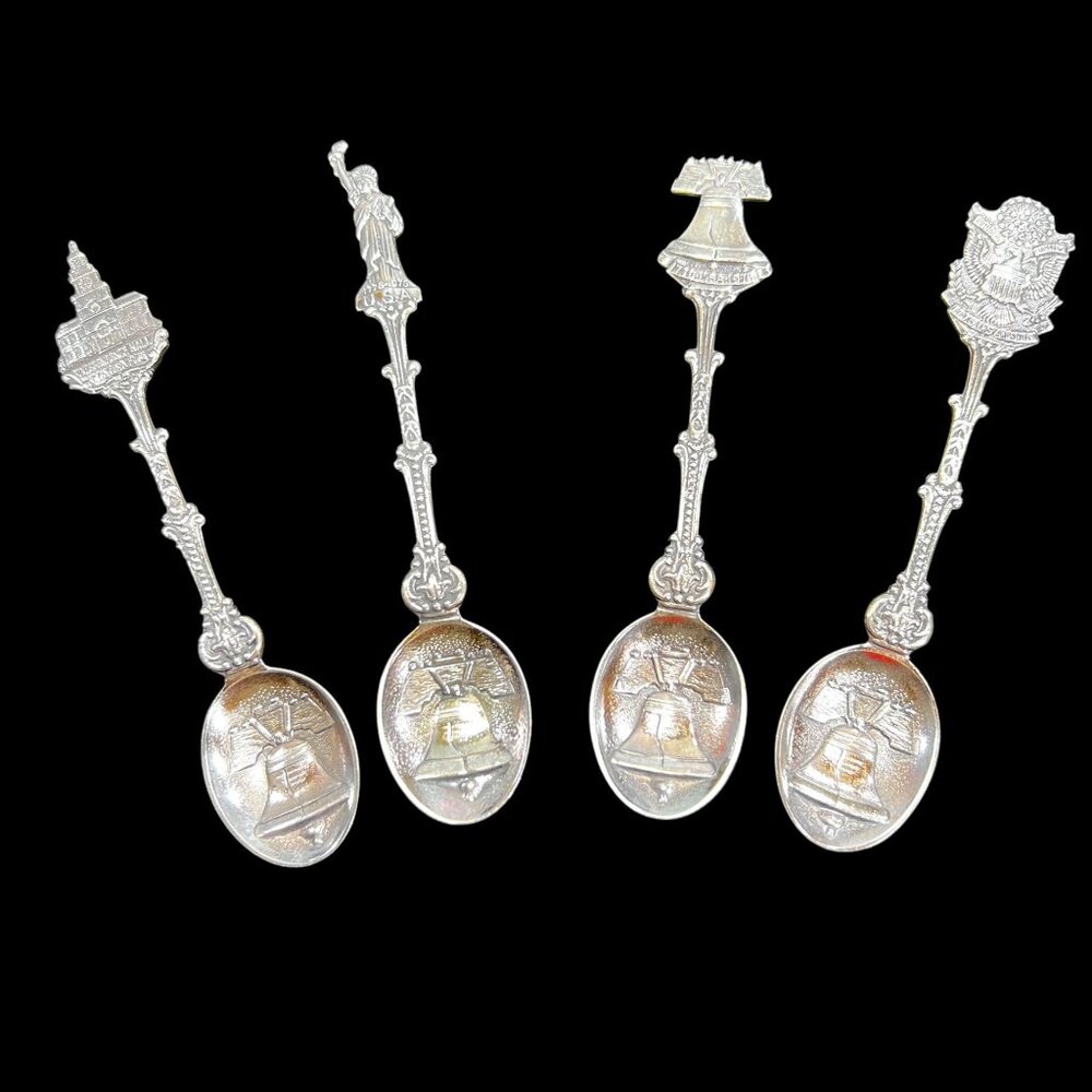 Bicentennial Commemorative Spoons Independence Hall Liberty Bell Statue Liberty